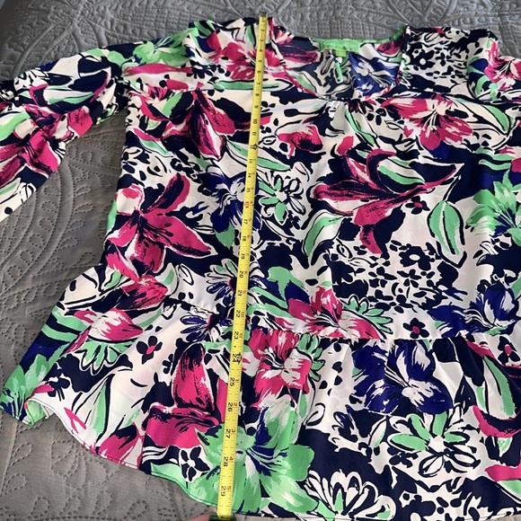 Pappagallo Spring Floral Peplum 3/4 Bell Sleeves Top size XL EUC - Picture 10 of 11